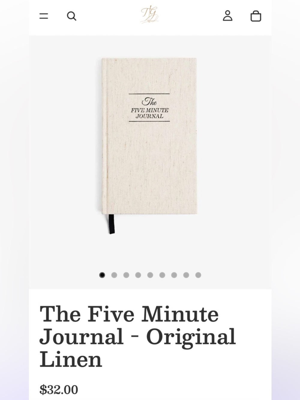 The Five Minute Journal- Original Linen Notebook (Cream)